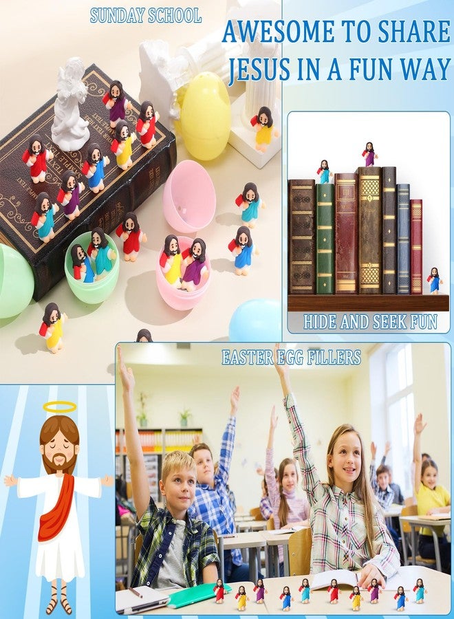 DoubleFill مجموعة دبل فيل المكونة من 50 قطعة من مجسمات يسوع الصغيرة، هدايا دينية للحفلات، مجسمات صغيرة ليسوع بكميات كبيرة للعبة الاختباء والبحث في عيد الميلاد، مدرسة الأحد، الكنيسة، هدية لطيفة للمعمودية، المناولة الأولى، عيد الفصح (على طراز الكتاب المقدس). - Image 5